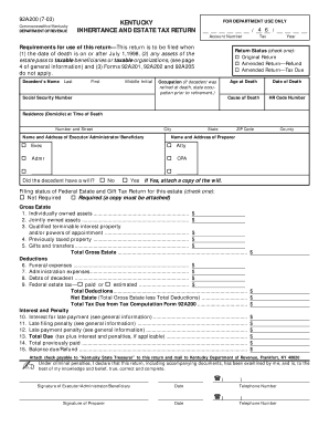 Kentucky Inheritance and Estate Tax Return