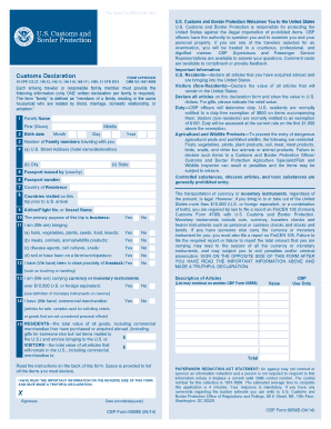 US Customs Declaration Form