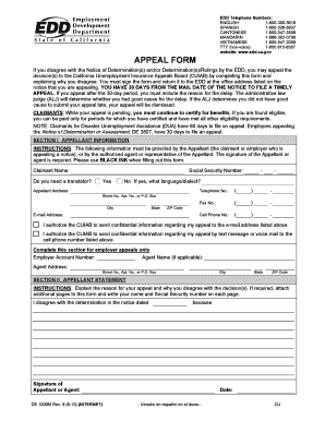 California Unemployment Insurance Appeal Form