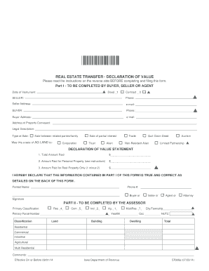 Iowa Real Estate Transfer Declaration of Value