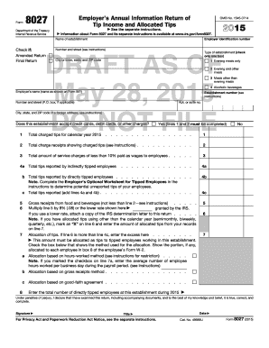 IRS Form 8027 Draft