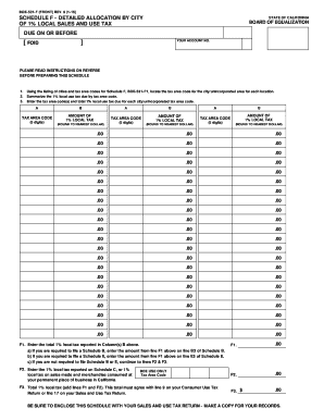 California Schedule F - Local Sales and Use Tax Allocation