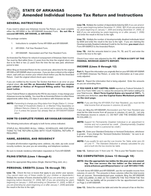 Arkansas Amended Individual Income Tax Return