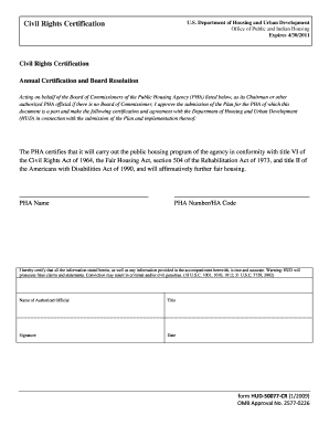 Civil Rights Certification Form