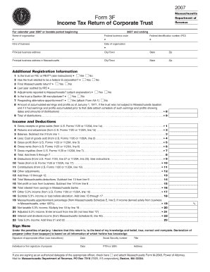 Massachusetts Form 3F Corporate Trust Income Tax Return
