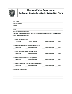 Chatham Police Department Feedback Form