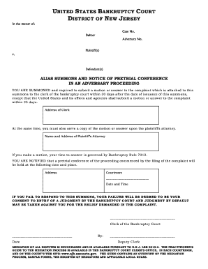 Bankruptcy Adversary Summons