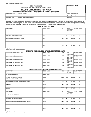 New York State Inquiry Concerning Visitation Form
