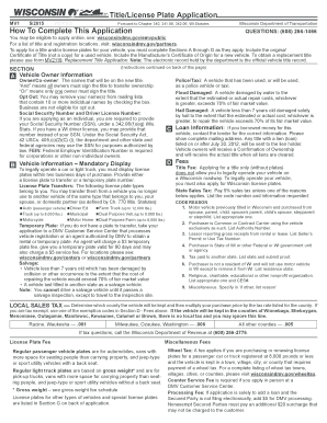Wisconsin Title and License Plate Application
