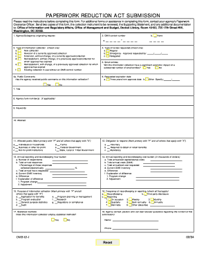 Paperwork Reduction Act Submission Form