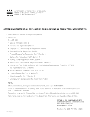 DC Combined Business Tax Registration Form