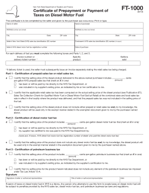 New York State Diesel Fuel Tax Certificate