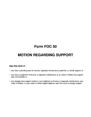 Motion Regarding Support Form FOC 50