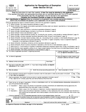 Form 1024 Application for Recognition of Exemption