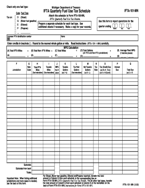 IFTA Quarterly Fuel Use Tax Schedule