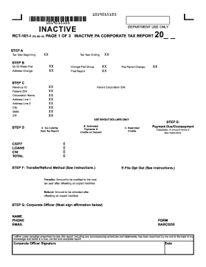 Pennsylvania Inactive Corporate Tax Report
