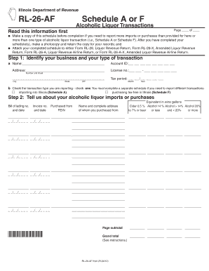 Illinois Alcoholic Liquor Transactions Schedule
