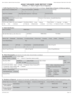 California Adult HIV/AIDS Case Report Form