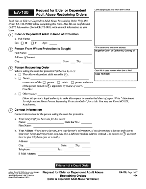 California Elder or Dependent Adult Abuse Restraining Order