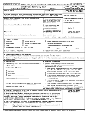 US Bankruptcy Court Proof of Claim Form