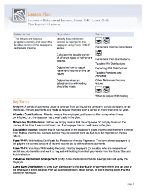 US Federal Retirement Income Form 1040