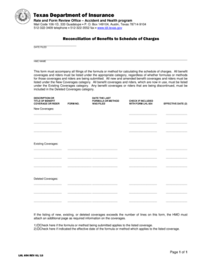 Texas HMO Benefit Coverage Reconciliation Form