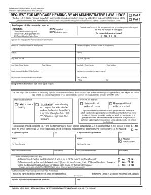 Request for Medicare Hearing by Administrative Law Judge