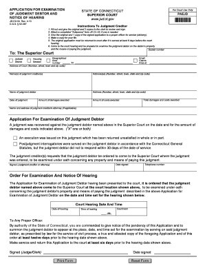 Application for Examination of Judgment Debtor