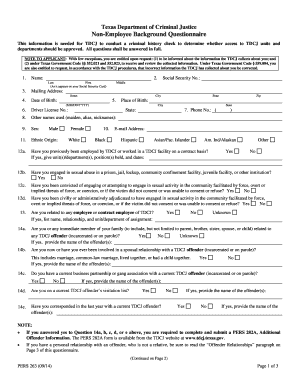 Texas Non-Employee Background Questionnaire