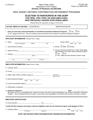 New Jersey DCRP Election Form