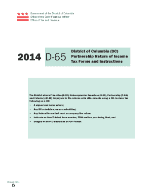 District of Columbia D-65 Partnership Return of Income