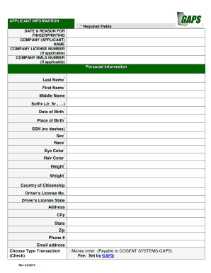 Georgia Fingerprint Processing Form