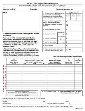 Alaska Quarterly Contribution Report