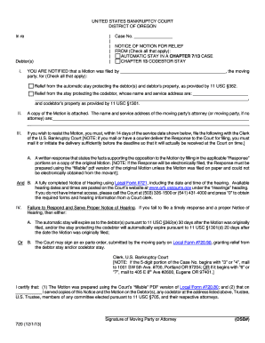 Notice of Motion for Relief from Automatic Stay
