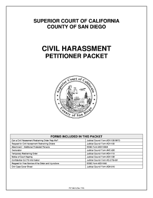 California Civil Harassment Restraining Order Packet