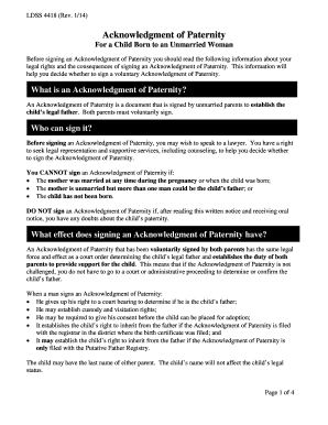 Acknowledgment of Paternity Form