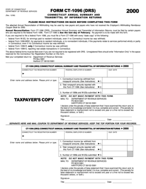 Connecticut Annual Summary and Transmittal of Information Returns