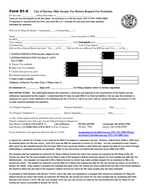 Dayton Income Tax Return Extension Request