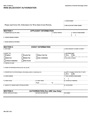 California Wine Sales Event Authorization