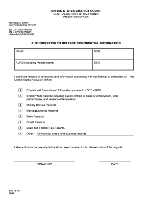 US Federal Presentence Report Form
