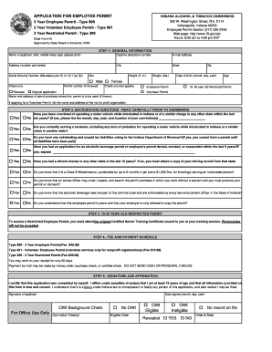 Indiana Alcohol and Tobacco Employee Permit Application