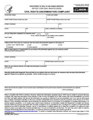 Civil Rights Discrimination Complaint Form