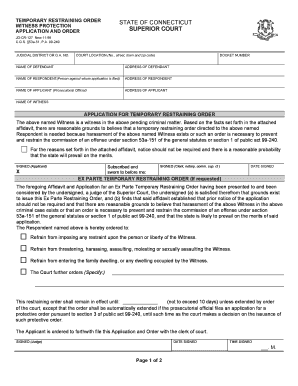 Temporary Restraining Order Application