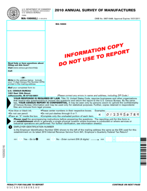 2010 Annual Survey of Manufactures Form MA-10000