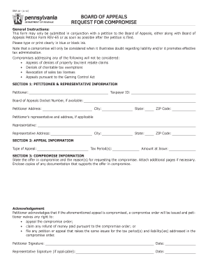Board of Appeals Request for Compromise
