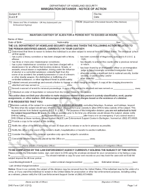 Immigration Detainer Notice of Action