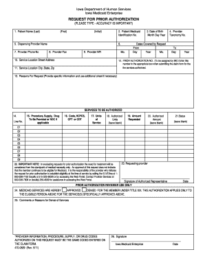 Iowa Medicaid Prior Authorization Request