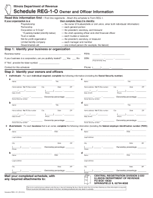 Illinois Schedule REG-1-O Owner and Officer Information