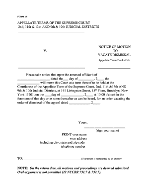 New York Motion to Vacate Dismissal