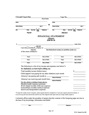 Maryland Child Support Financial Statement